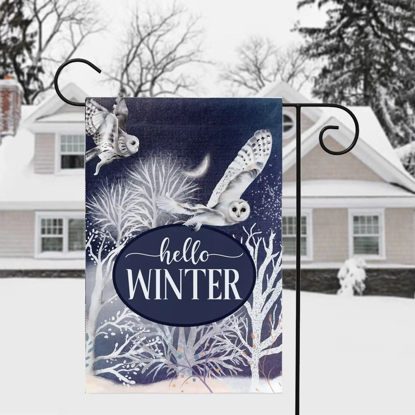 Winter Owl Garden Flag Amazing Faith Designs