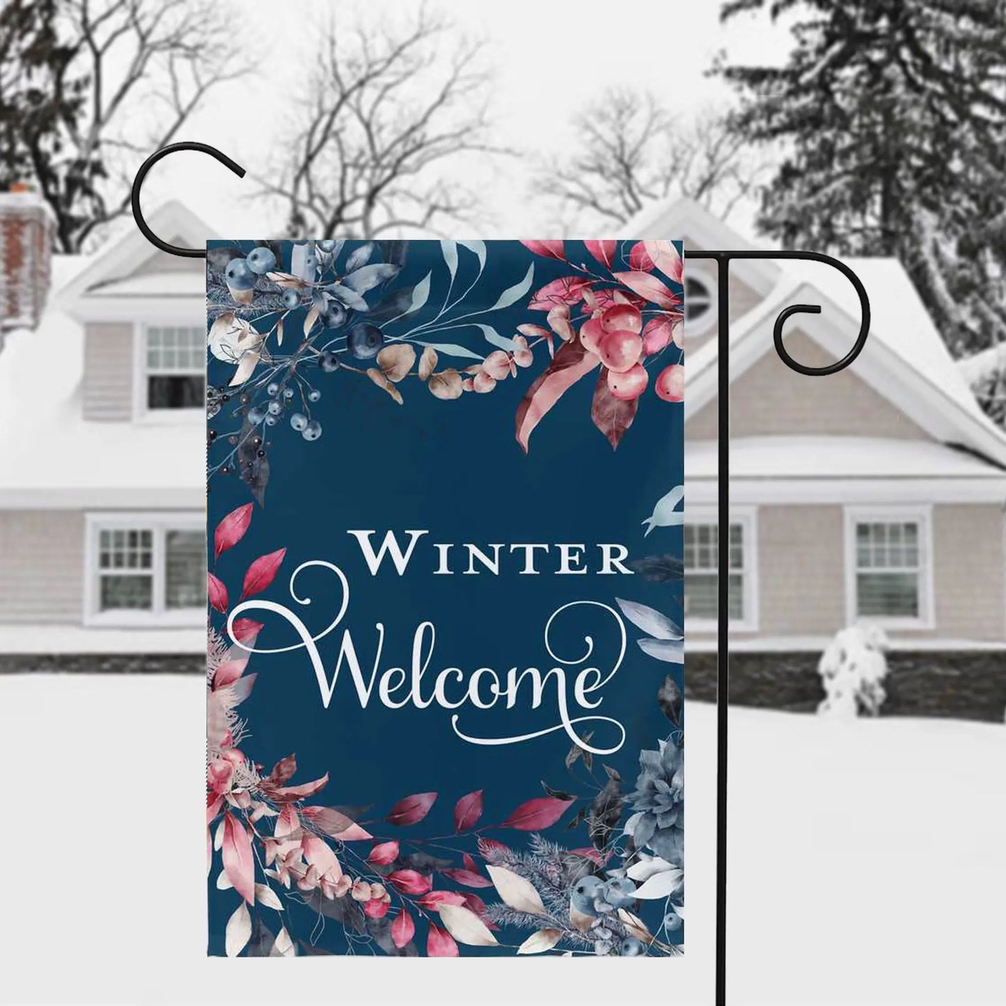 Winter Welcome Floral Garden Flag Amazing Faith Designs