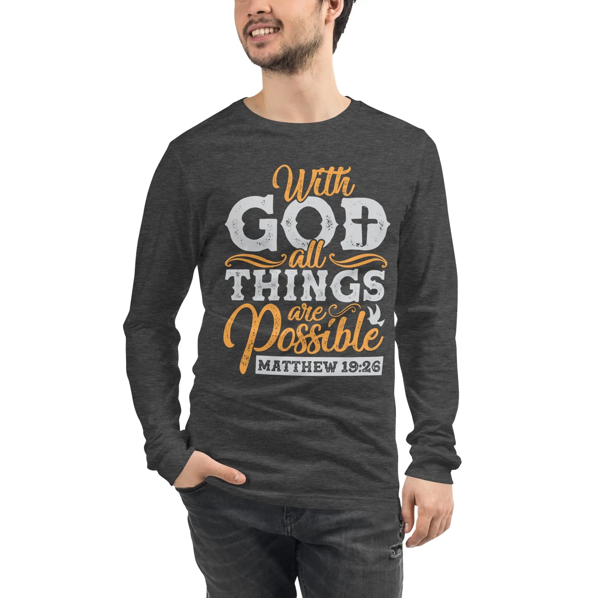 With God All Things Are Possible Long Sleeve Tee Amazing Faith Designs