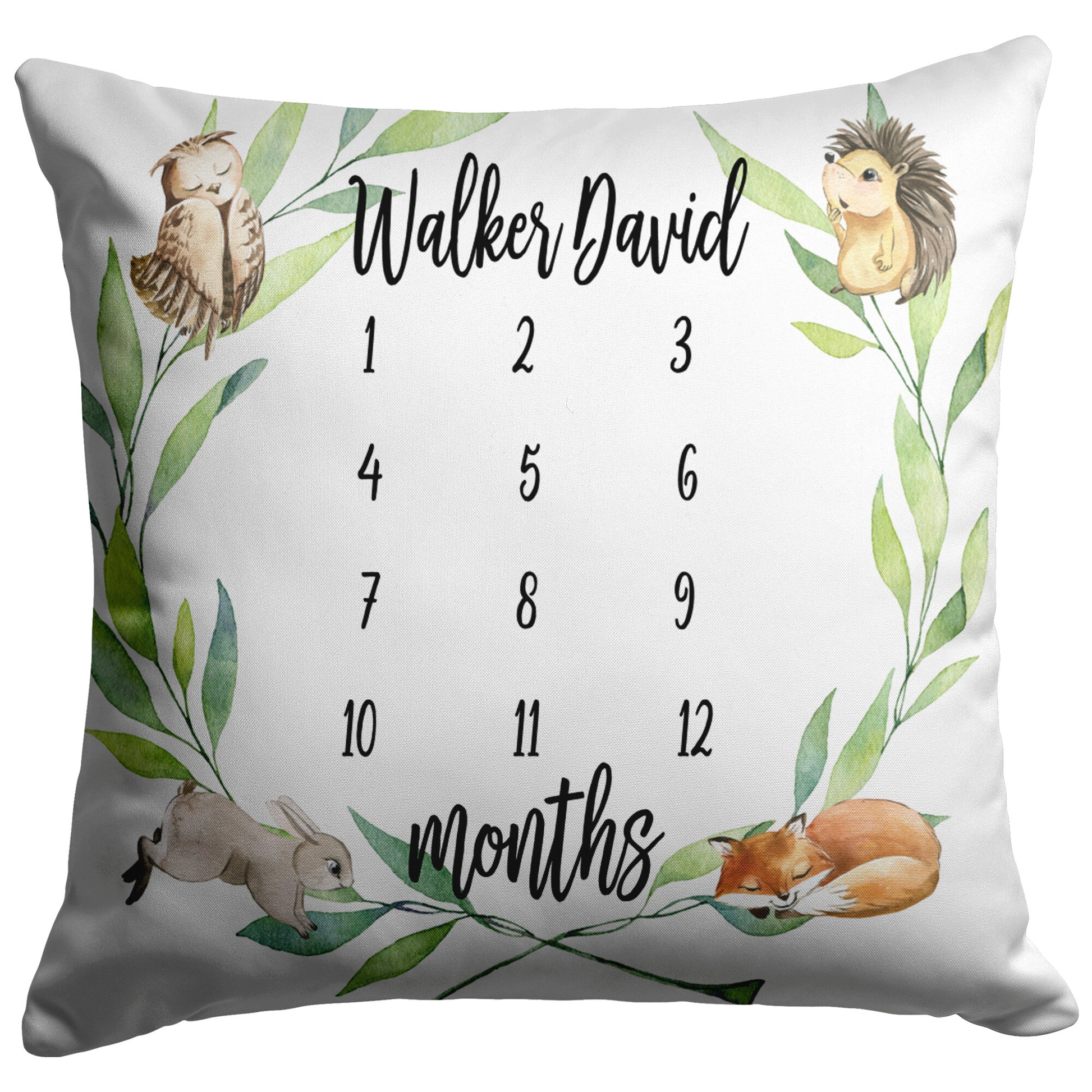 Woodland Animals Personalized Baby Milestone Pillow - Amazing Faith Designs