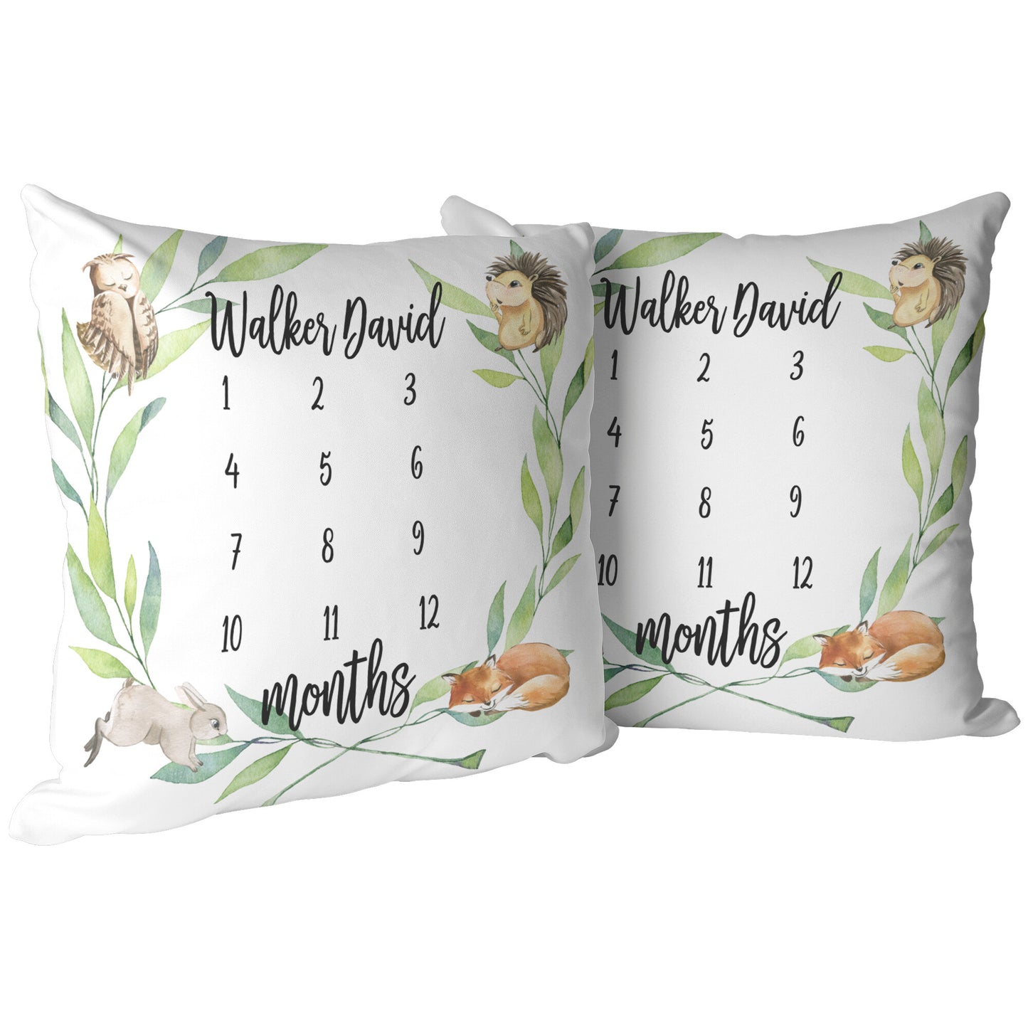 Woodland Animals Personalized Baby Milestone Pillow - Amazing Faith Designs