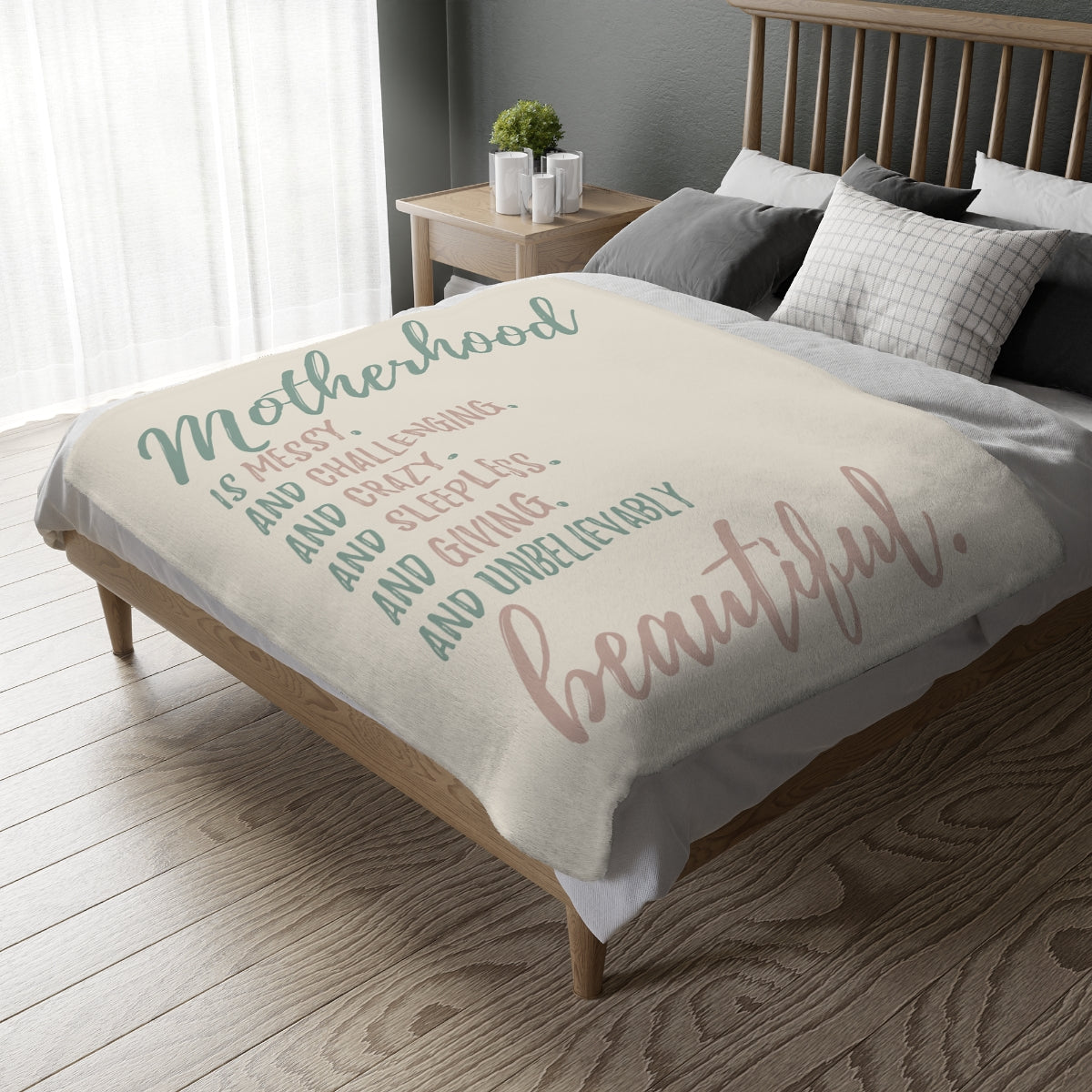 Motherhood Velveteen Plush Throw Blanket (Two-sided print) - Amazing Faith Designs