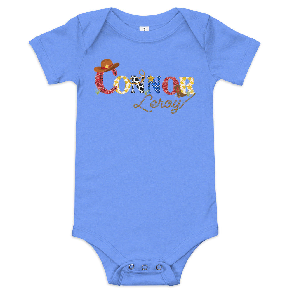 Cowboy Personalized Baby Onesie - Amazing Faith Designs
