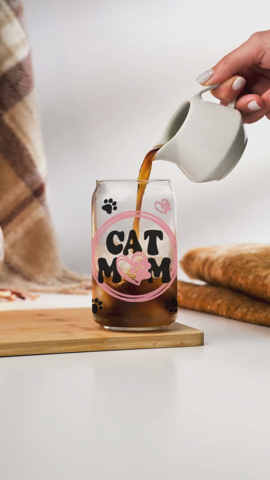 Cat Mom Iced Coffee Glass