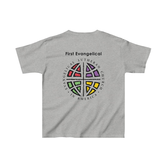 First Lutheran Kids Heavy Cotton™ Tee, ELCA, God's Work. Our Hands. Church Serving Shirt - Amazing Faith Designs