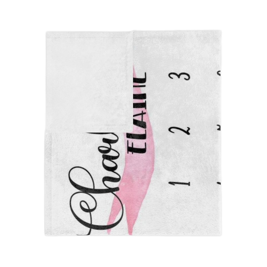Elephant Pink Personalized Baby Milestone Minky Blanket - Amazing Faith Designs