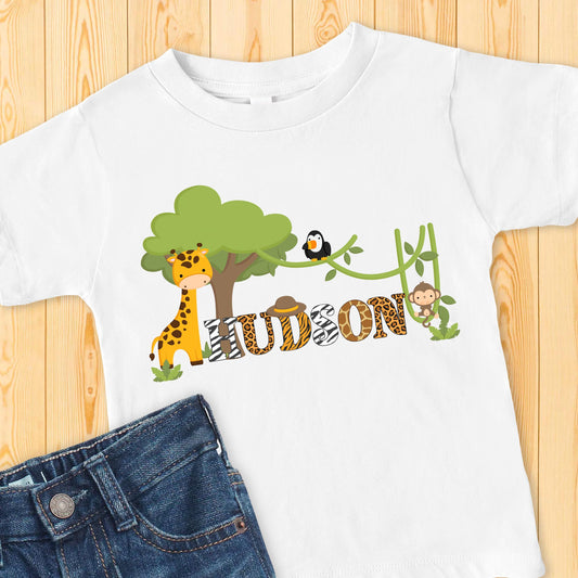 Safari Personalized Toddler Tshirt, Zoo Birthday Shirt - Amazing Faith Designs