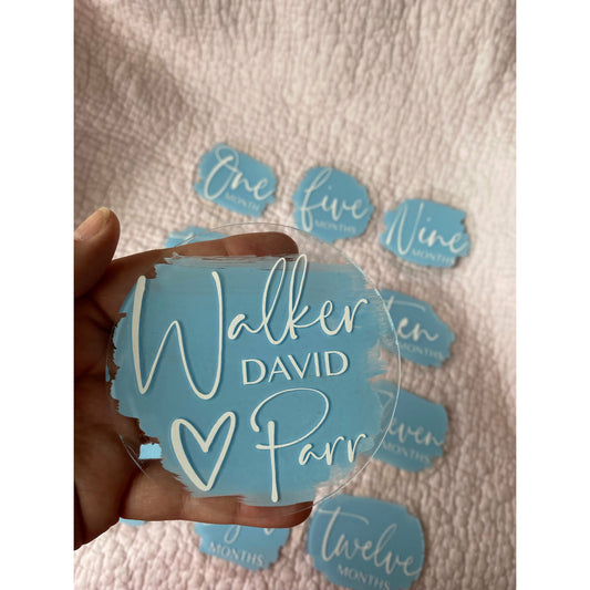 Baby Name Acrylic Disc, Milestone Disc, Infant Photo Prop, Single Disc amazingfaithdesigns