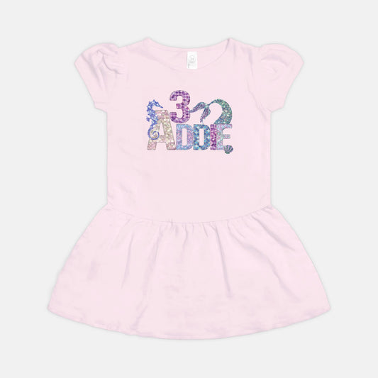 Mermaid Birthday Toddler Rib Dress - Amazing Faith Designs