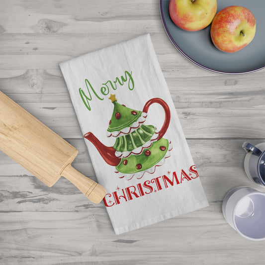Christmas Teapot Kitchen Tea Towel - Amazing Faith Designs