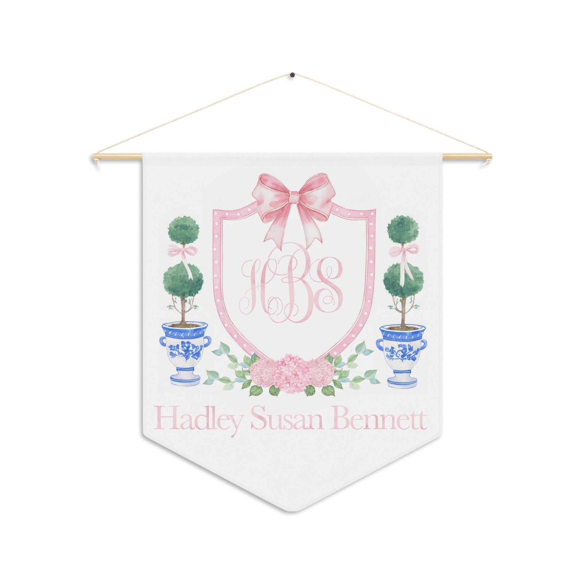 Custom Baby Banner, Pink Crest Nursery Pennant - Amazing Faith Designs