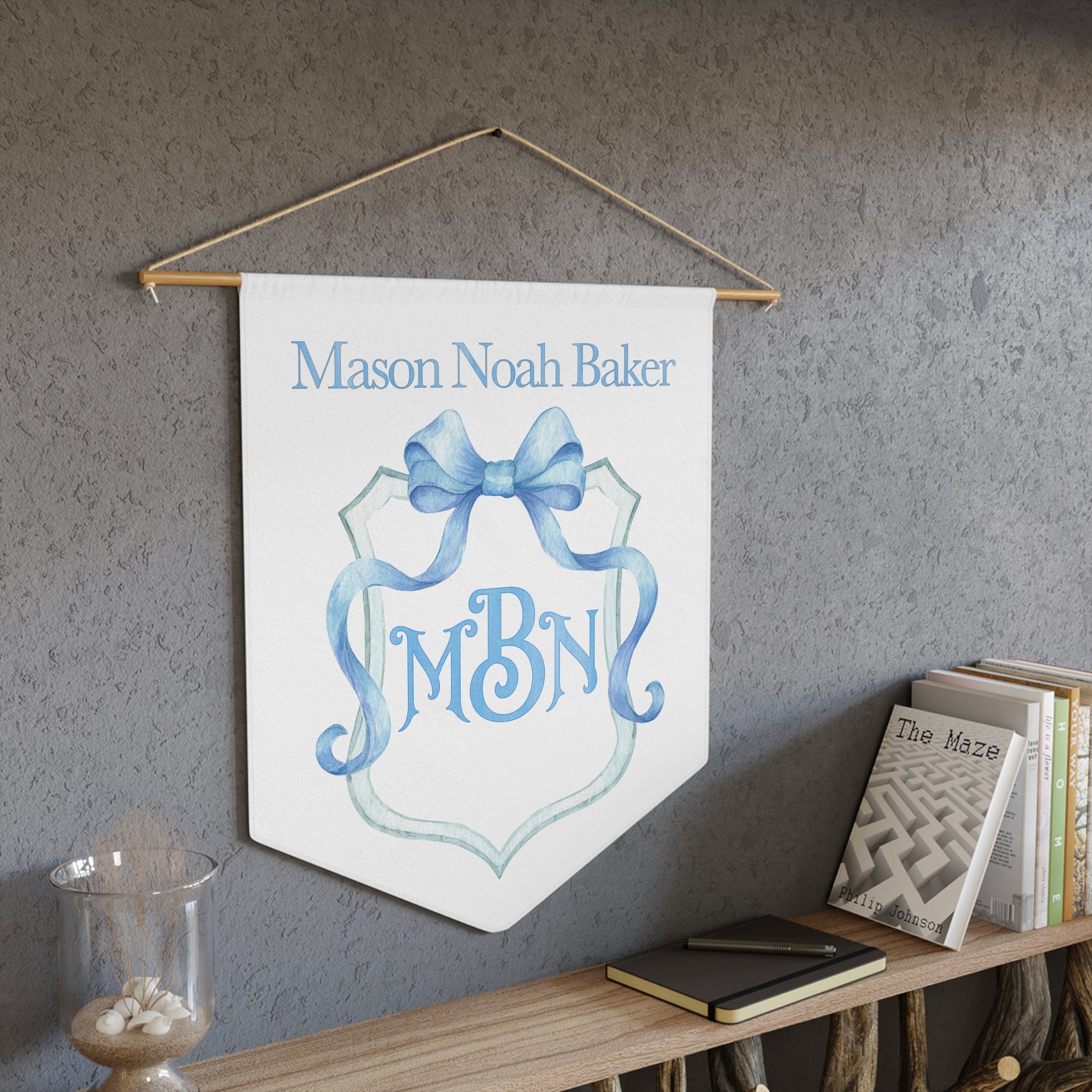 Custom Baby Banner | Blue Crest Nursery Pennant - Amazing Faith Designs