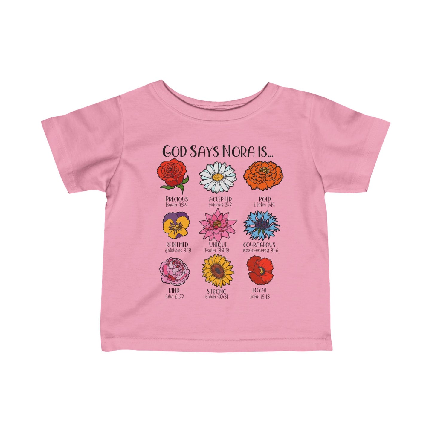 God Says I Am Flowers Infant Tshirt - Amazing Faith Designs