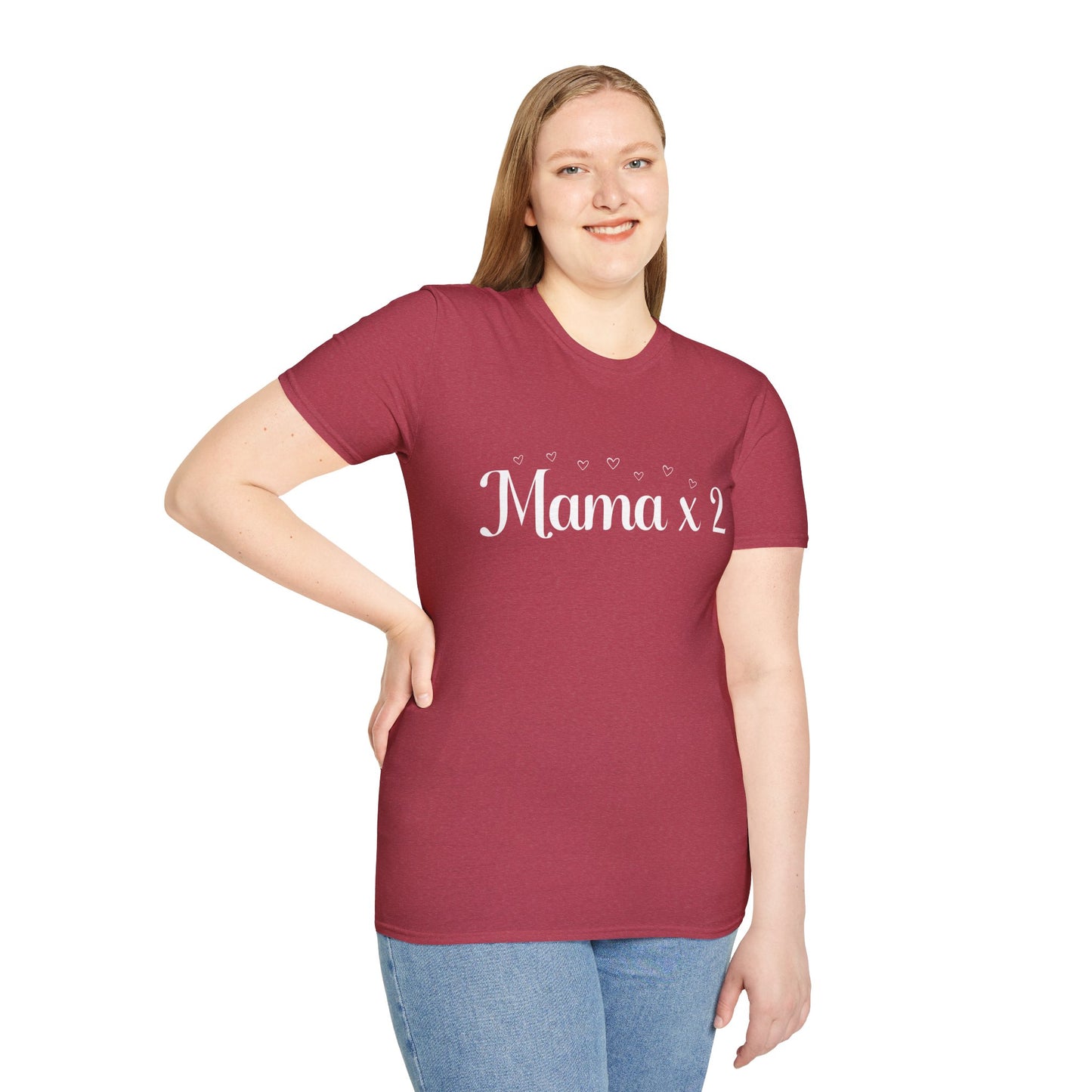 Mama x 2 Unisex Softstyle T-Shirt, Pregnancy Announcement - Amazing Faith Designs