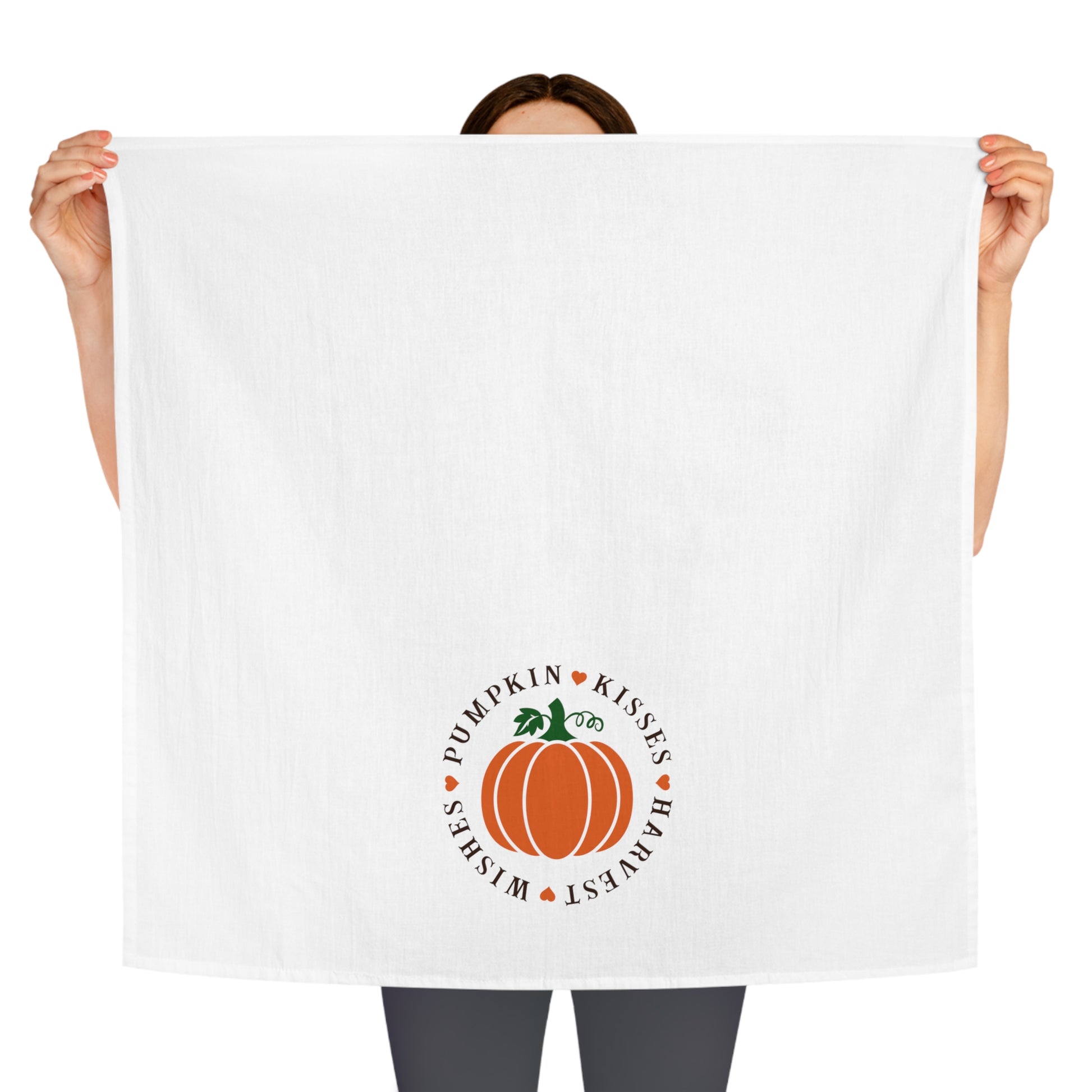 Pumpkin Kisses Harvest Wishes Tea Towel - Amazing Faith Designs