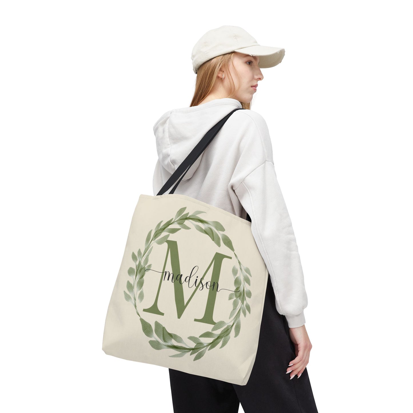 Monogram Wreath Tote Bag - Amazing Faith Designs
