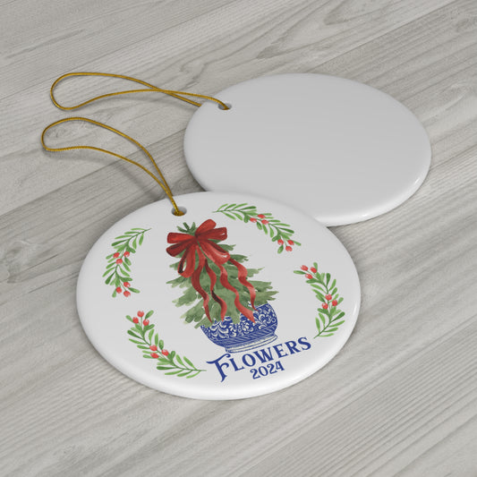 Chinoiserie Tree Personalized Ceramic Ornament - Amazing Faith Designs