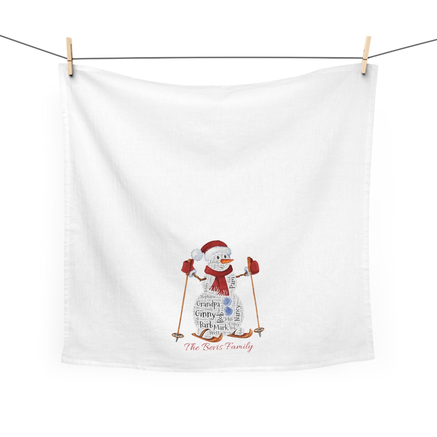 Snowman Names Kitchen Tea Towel - Add up to 35 names! - Amazing Faith Designs