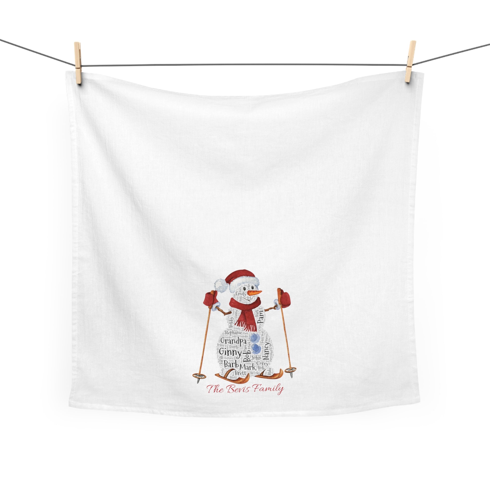 Snowman Names Kitchen Tea Towel - Add up to 35 names! - Amazing Faith Designs