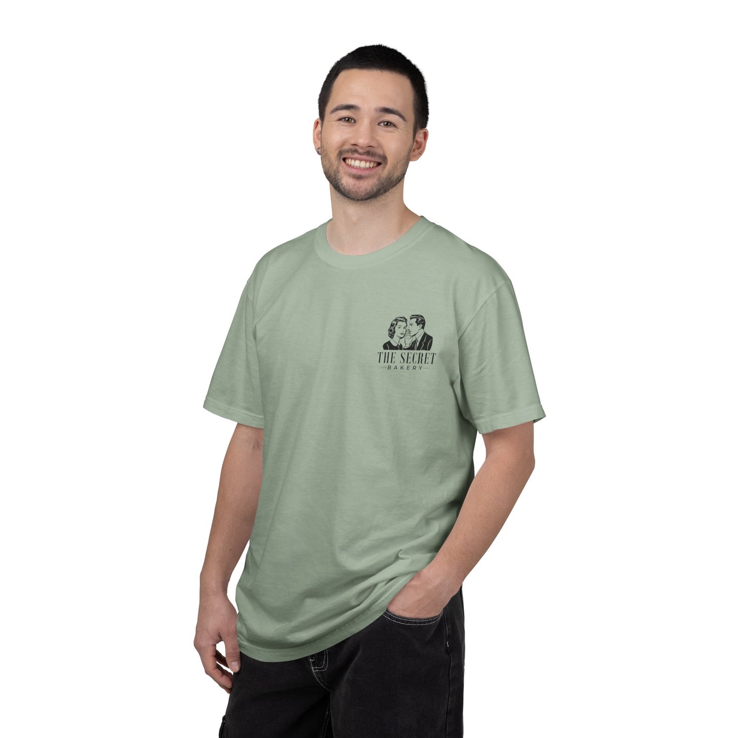 The Secret Bakery Custom Logo Comfort Colors Shirt with back print - Amazing Faith Designs