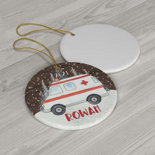 Ambulance Personalized Christmas Ornament - Amazing Faith Designs