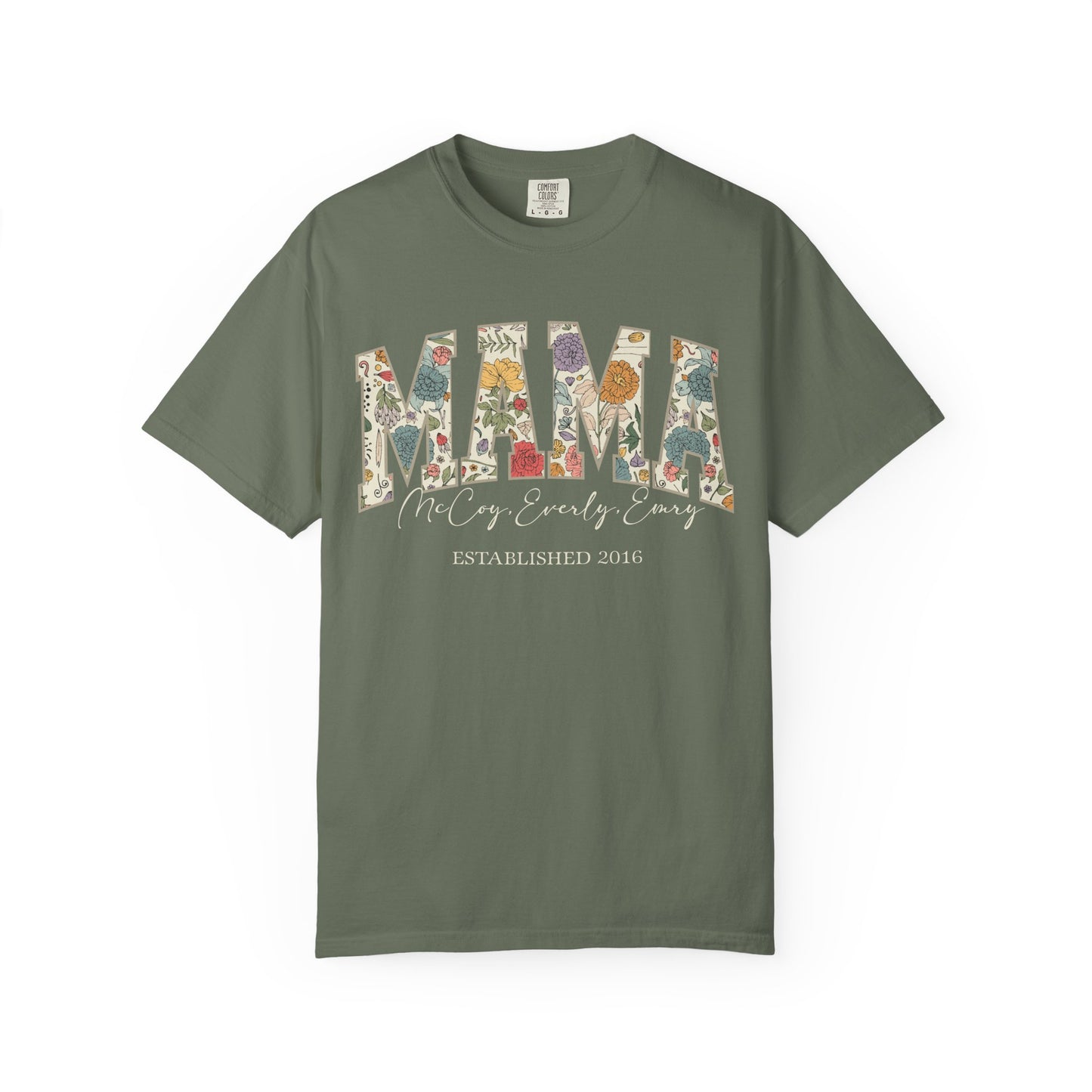 Mama Grandma Wildflowers Personalized with Kids Garment Dyed Shirt - Amazing Faith Designs