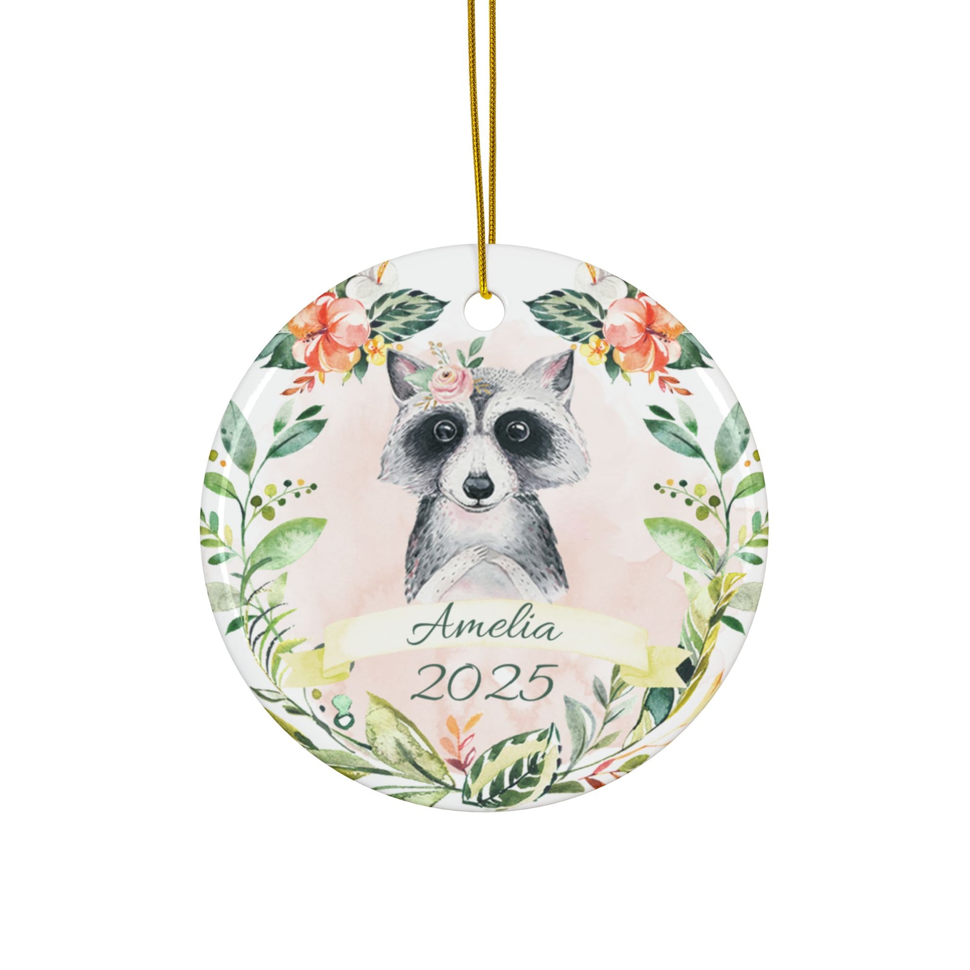 Raccoon Personalized Ceramic Ornament - Amazing Faith Designs