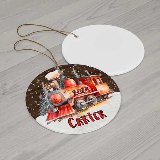 Train Personalized Ceramic Ornament - Amazing Faith Designs