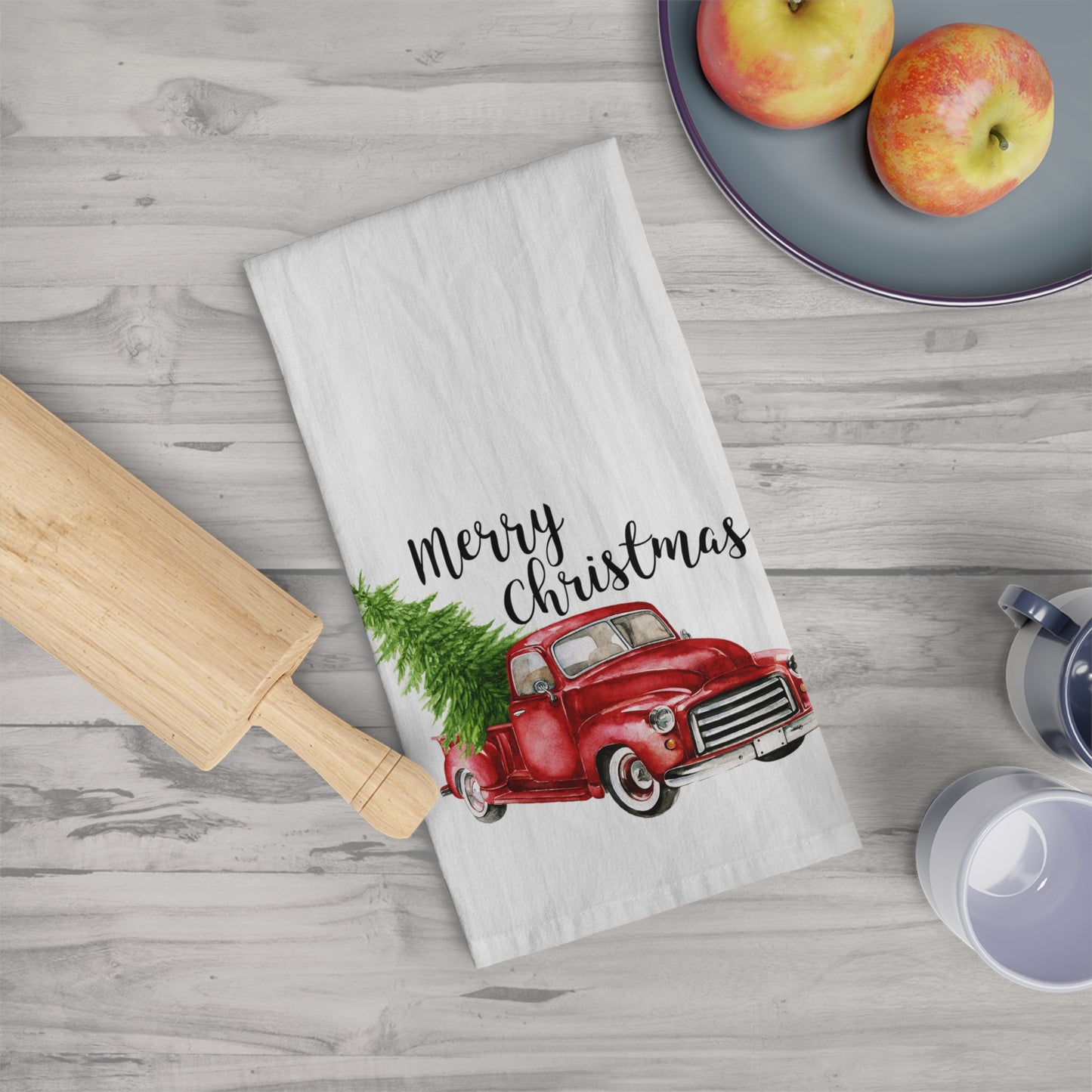 Vintage Truck Christmas Kitchen Tea Towel - Amazing Faith Designs