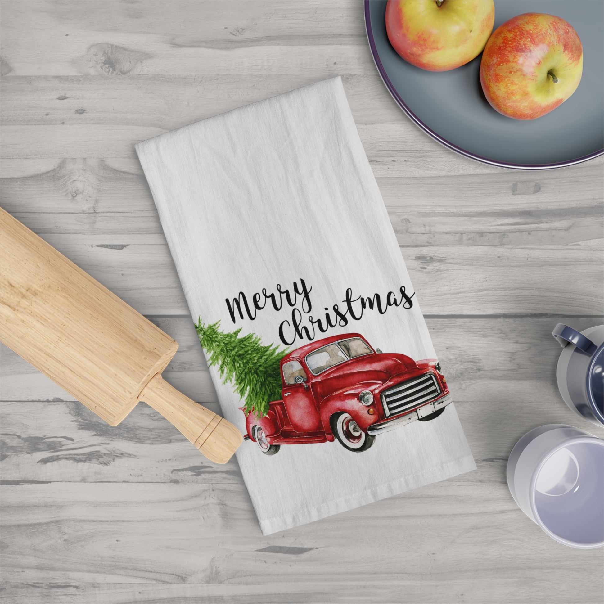 Vintage Truck Christmas Kitchen Tea Towel - Amazing Faith Designs