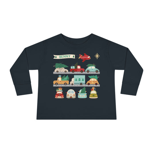 Christmas Cars Toddler Long Sleeve Shirt - Amazing Faith Designs