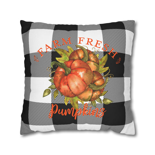 Farm Fresh Pumpkins Buffalo Plaid Throw Pillow Cover - Amazing Faith Designs