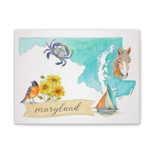 Maryland Watercolor Art Canvas - Amazing Faith Designs