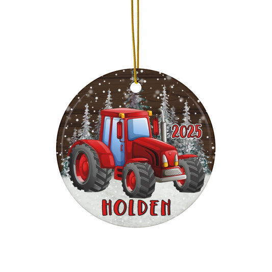 Holden Red Tractor Christmas Ornament - Amazing Faith Designs