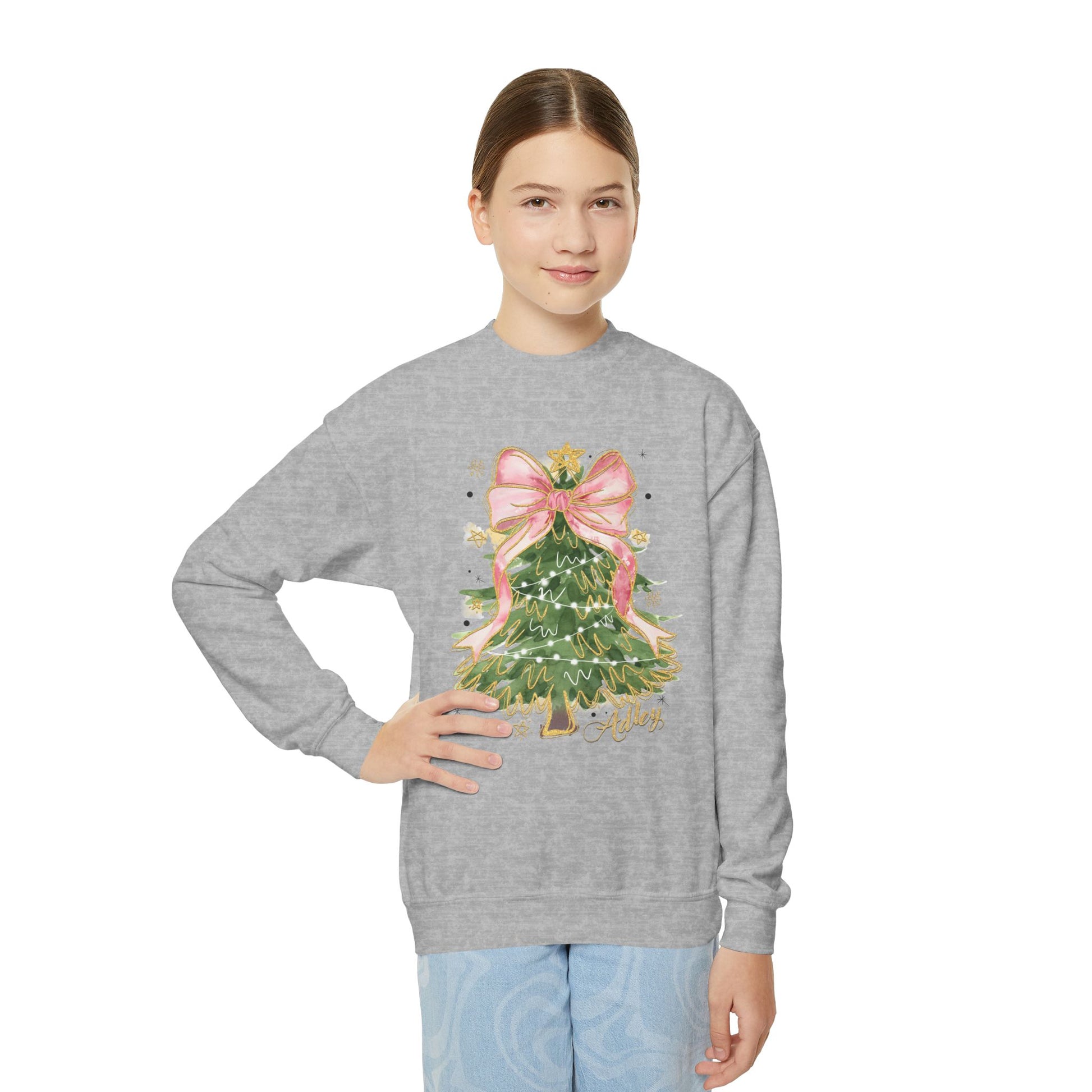 Glitter Christmas Tree Youth Sweatshirt - Amazing Faith Designs