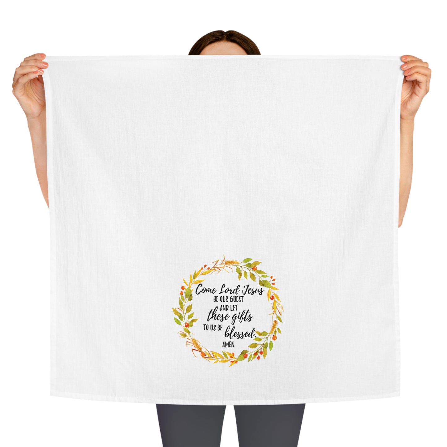 Come Lord Jesus Tea Towel - Fall Wreath - Amazing Faith Designs