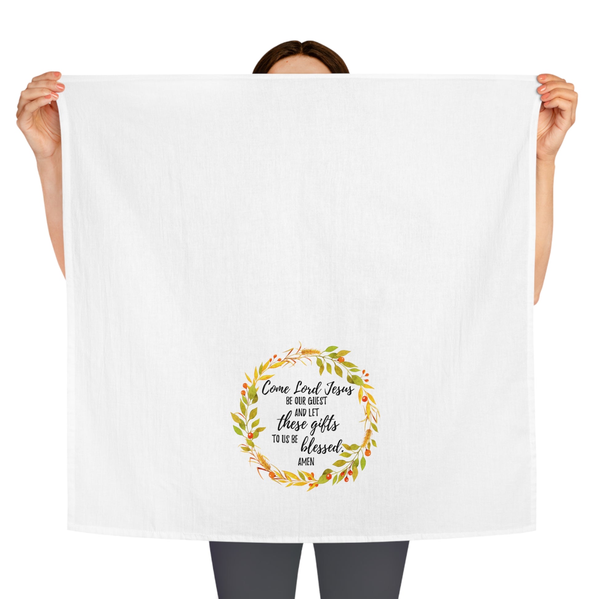 Come Lord Jesus Tea Towel - Fall Wreath - Amazing Faith Designs