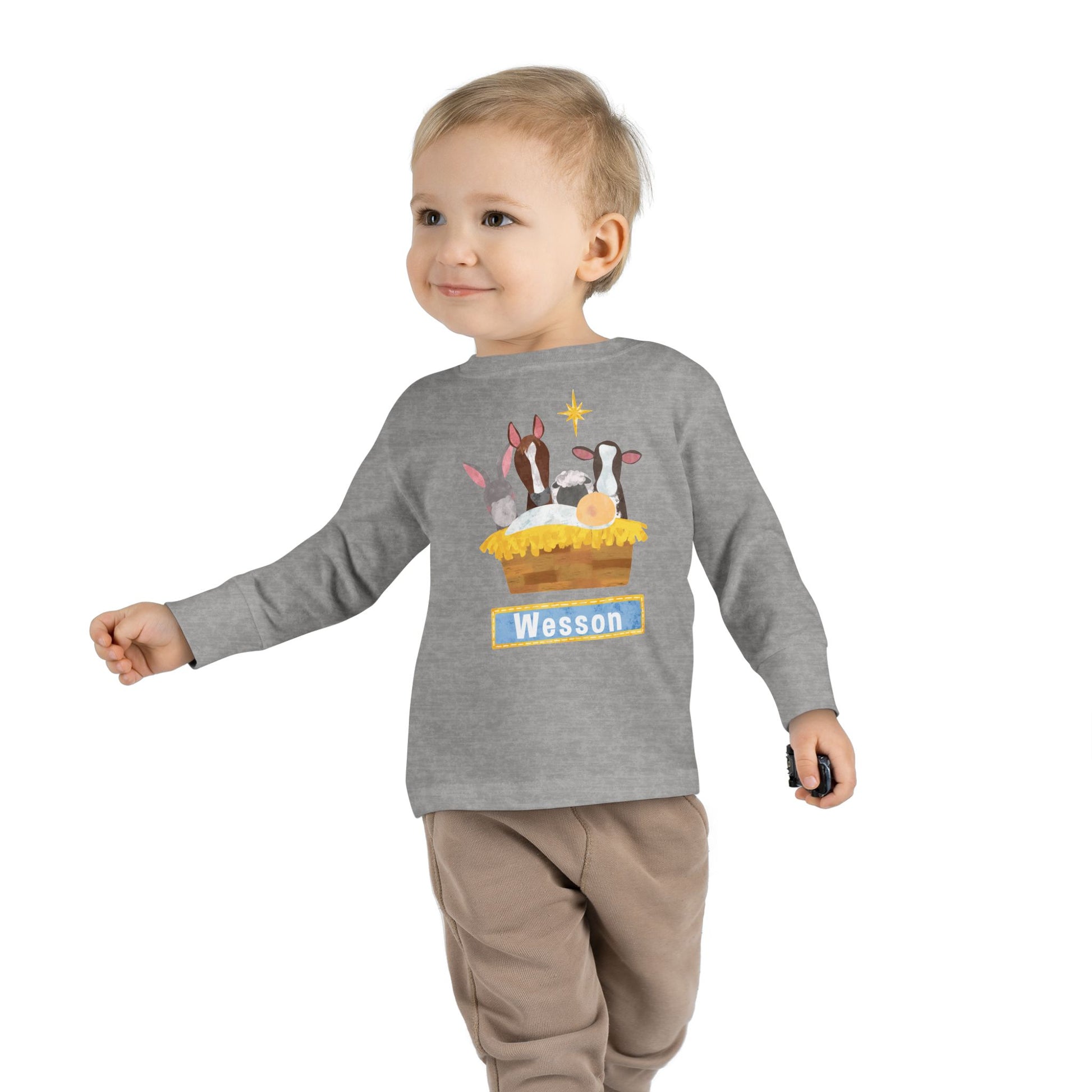 Nativity Christmas Toddler Long Sleeve Tee - Amazing Faith Designs