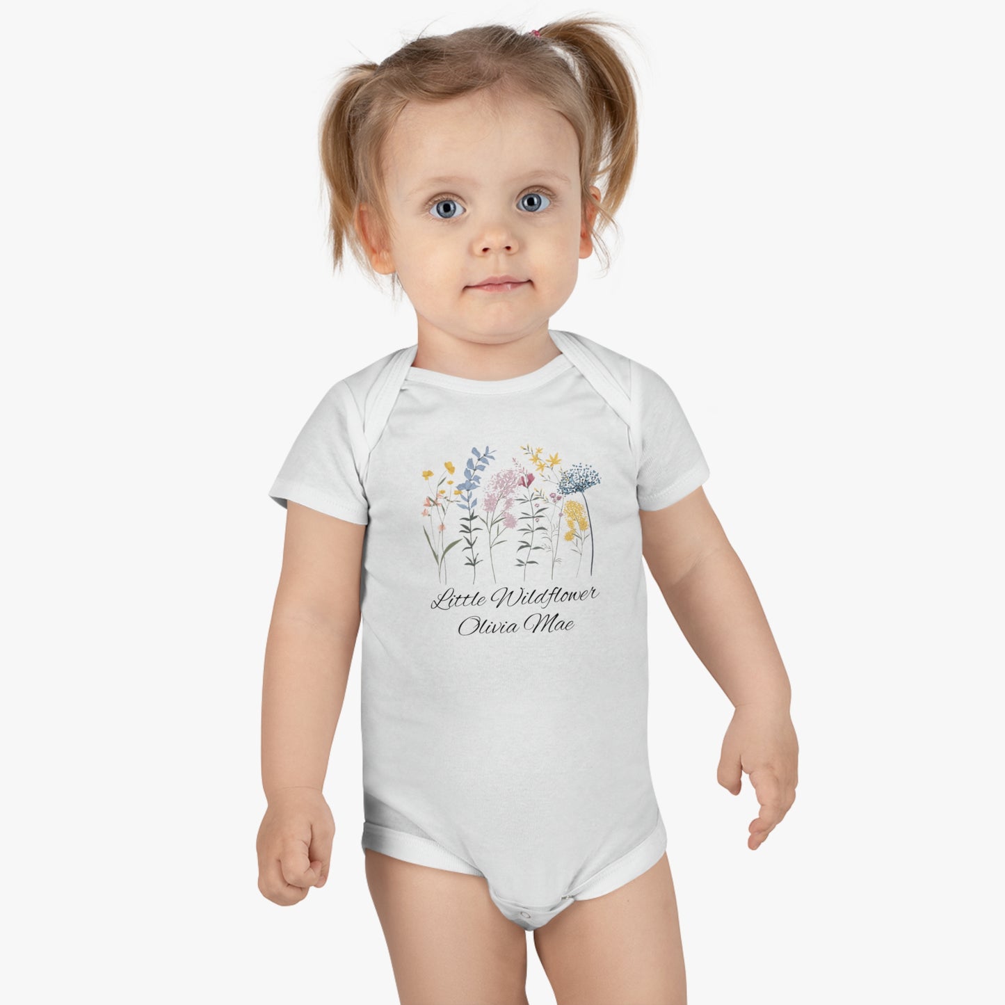 Little Wildflower Personalized Baby Short Sleeve Onesie® - Amazing Faith Designs