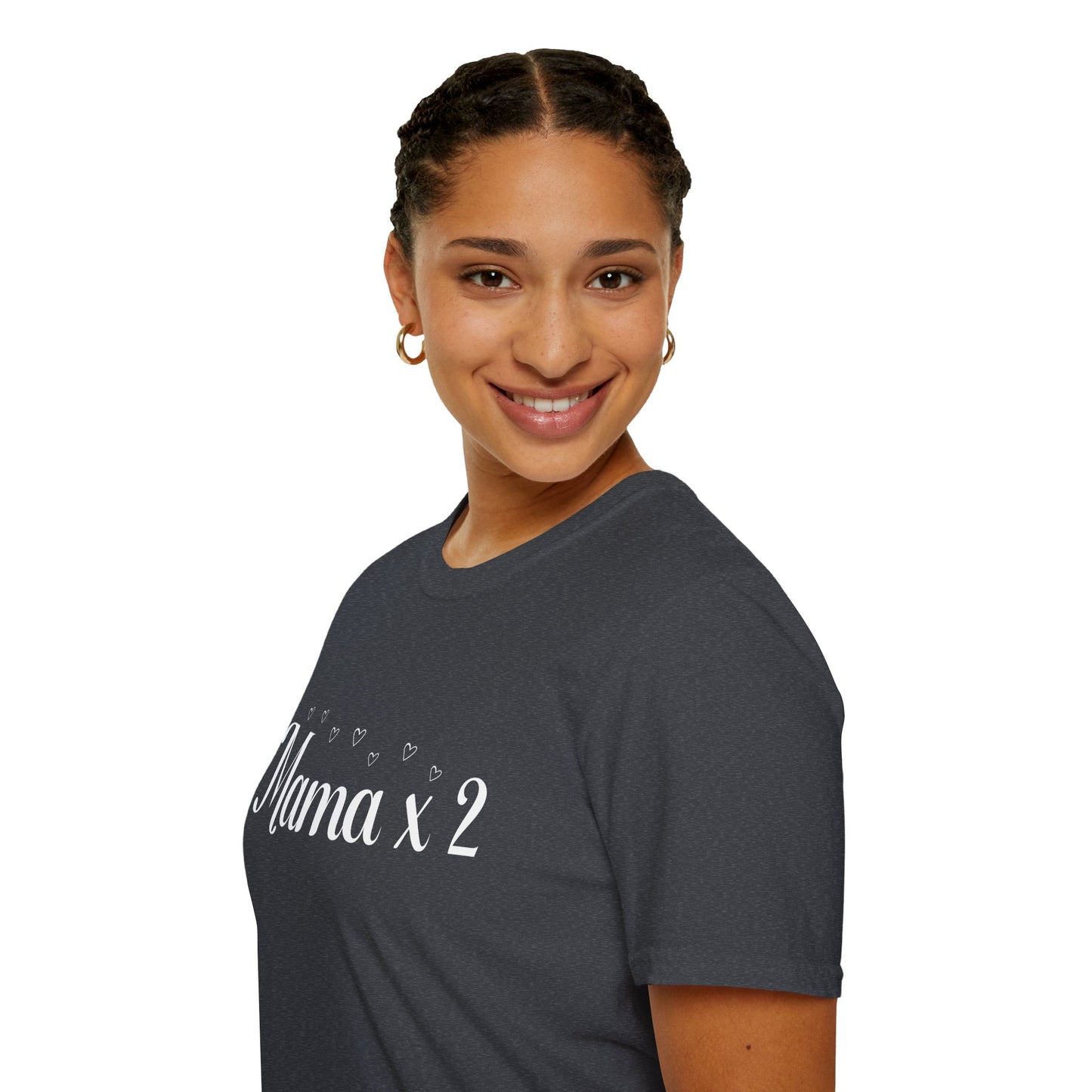 Mama x 2 Unisex Softstyle T-Shirt, Pregnancy Announcement - Amazing Faith Designs