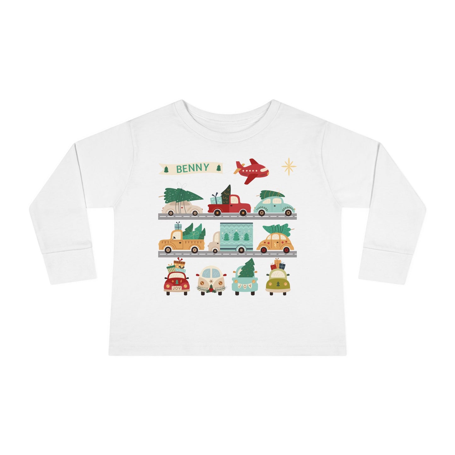 Christmas Cars Toddler Long Sleeve Shirt - Amazing Faith Designs