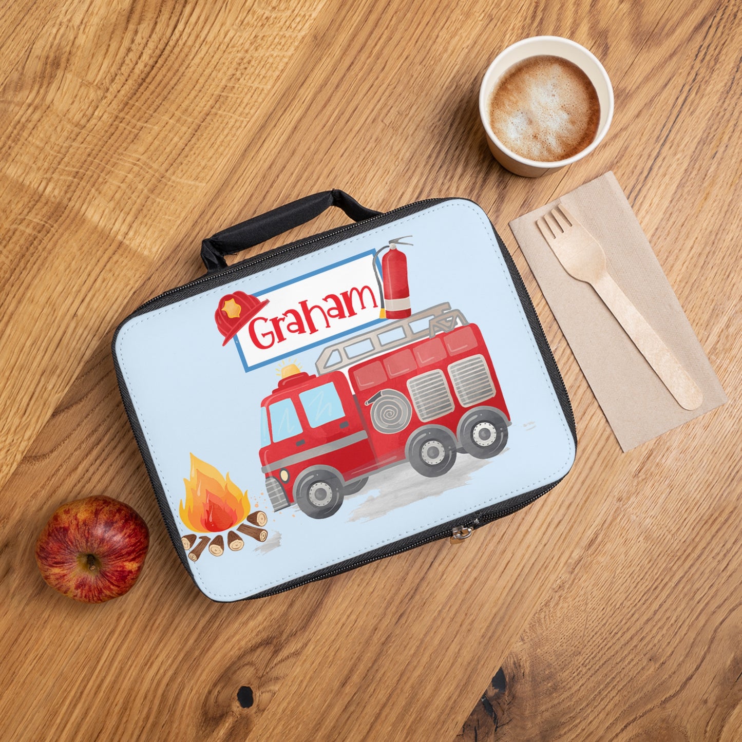 Firetruck Personalized Lunch Box - Amazing Faith Designs