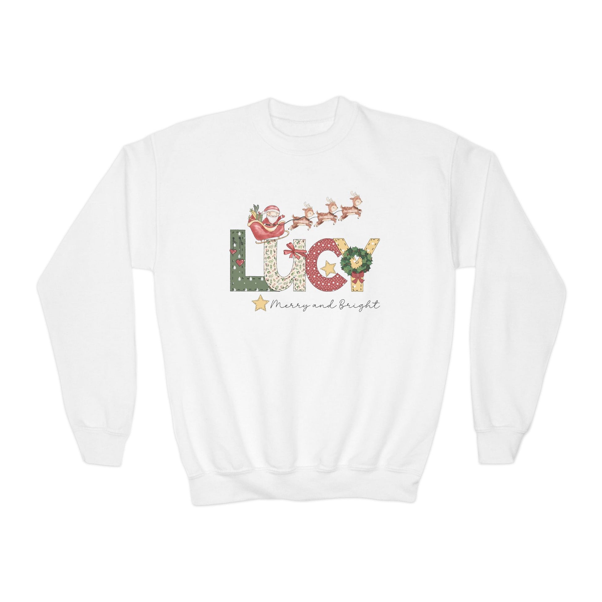 Lucy Christmas Santa Name Sweatshirt - Youth - Amazing Faith Designs