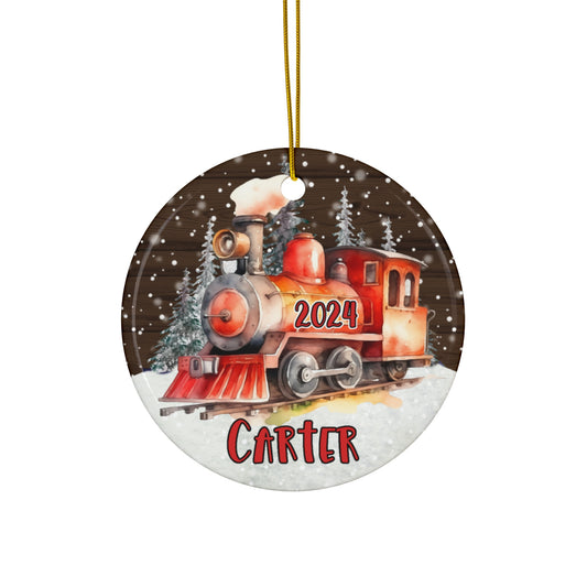 Train Personalized Ceramic Ornament - Amazing Faith Designs