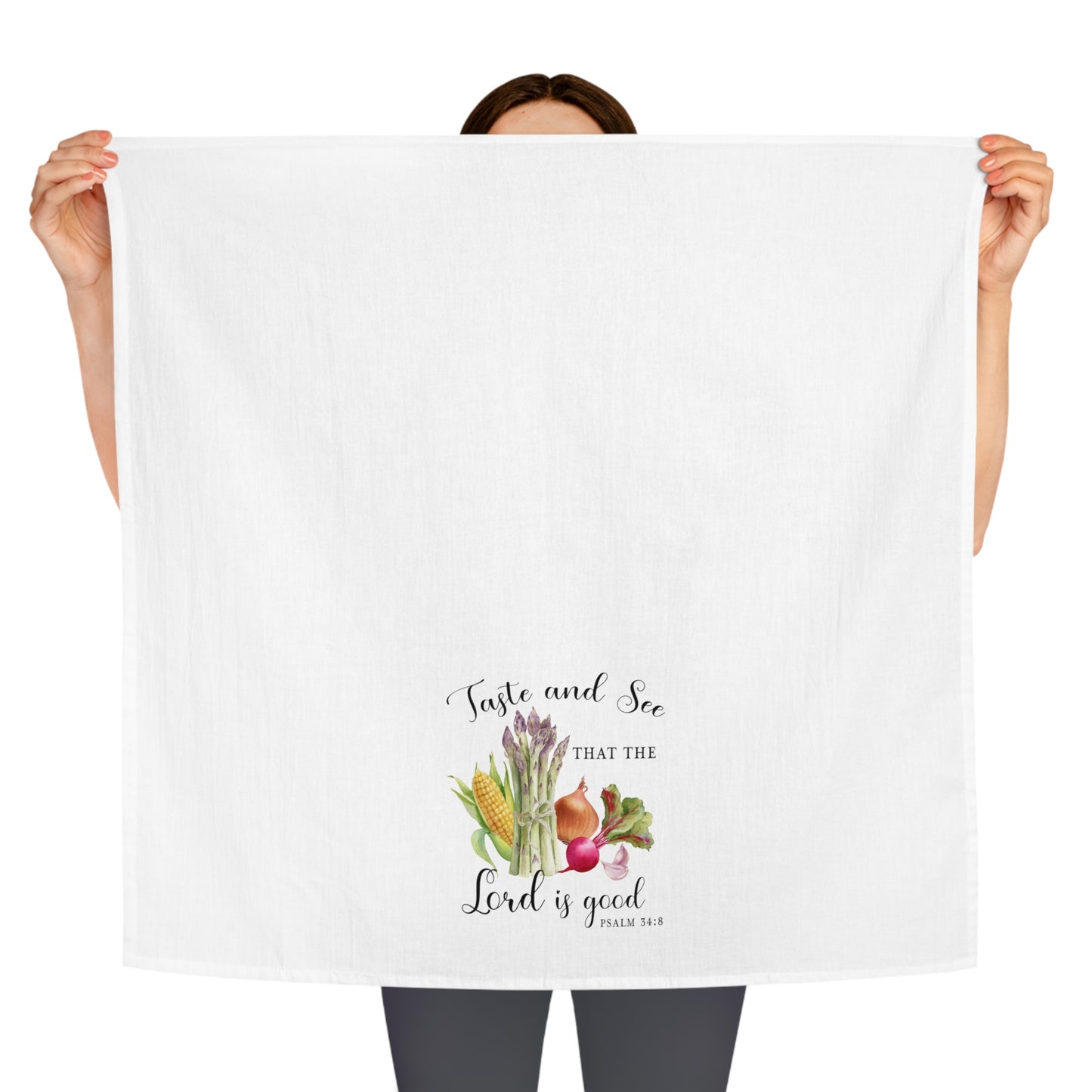 Taste and See Vegetables Scripture Tea Towel - Amazing Faith Designs