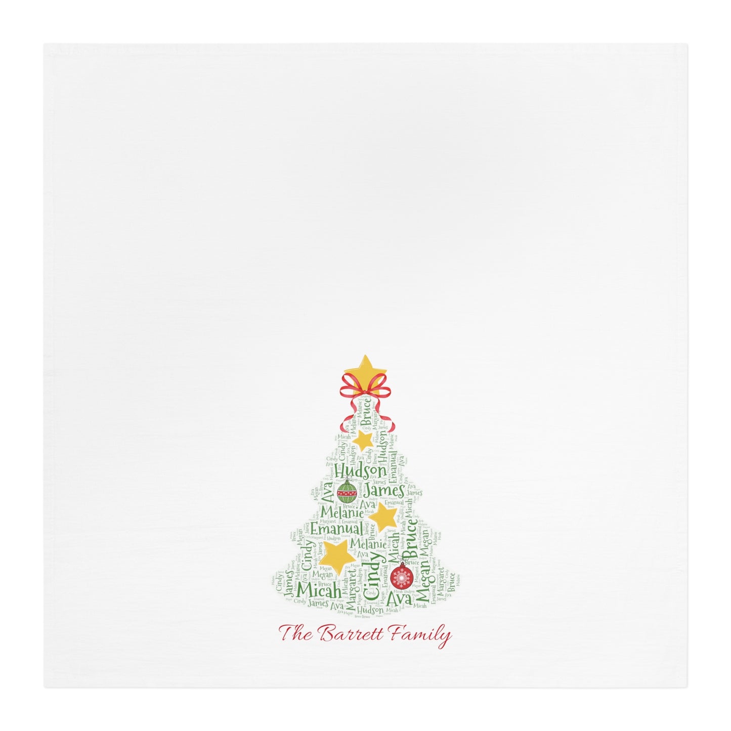 Christmas Tree Kitchen Tea Towel - Add up to 35 names! - Amazing Faith Designs