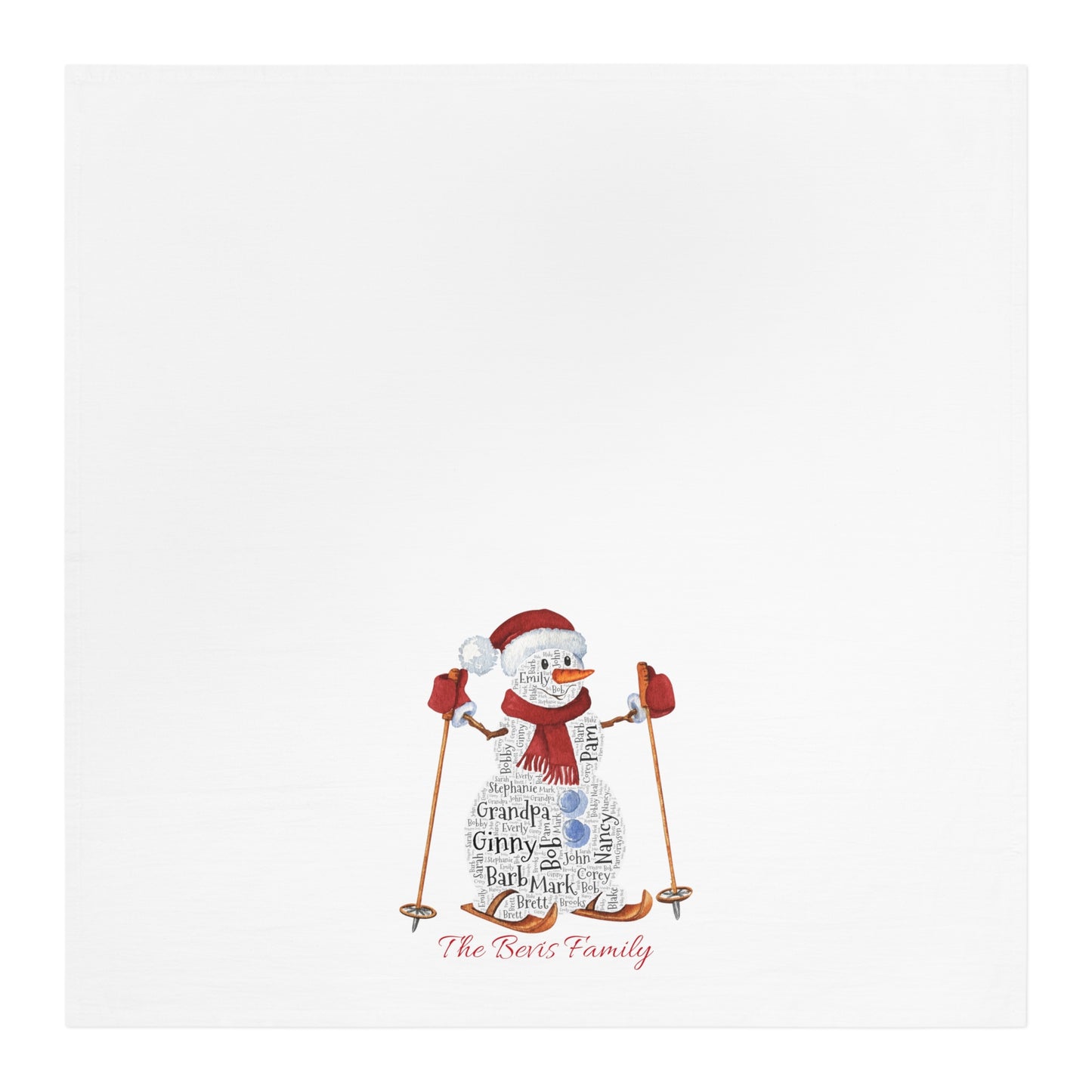 Snowman Names Kitchen Tea Towel - Add up to 35 names! - Amazing Faith Designs