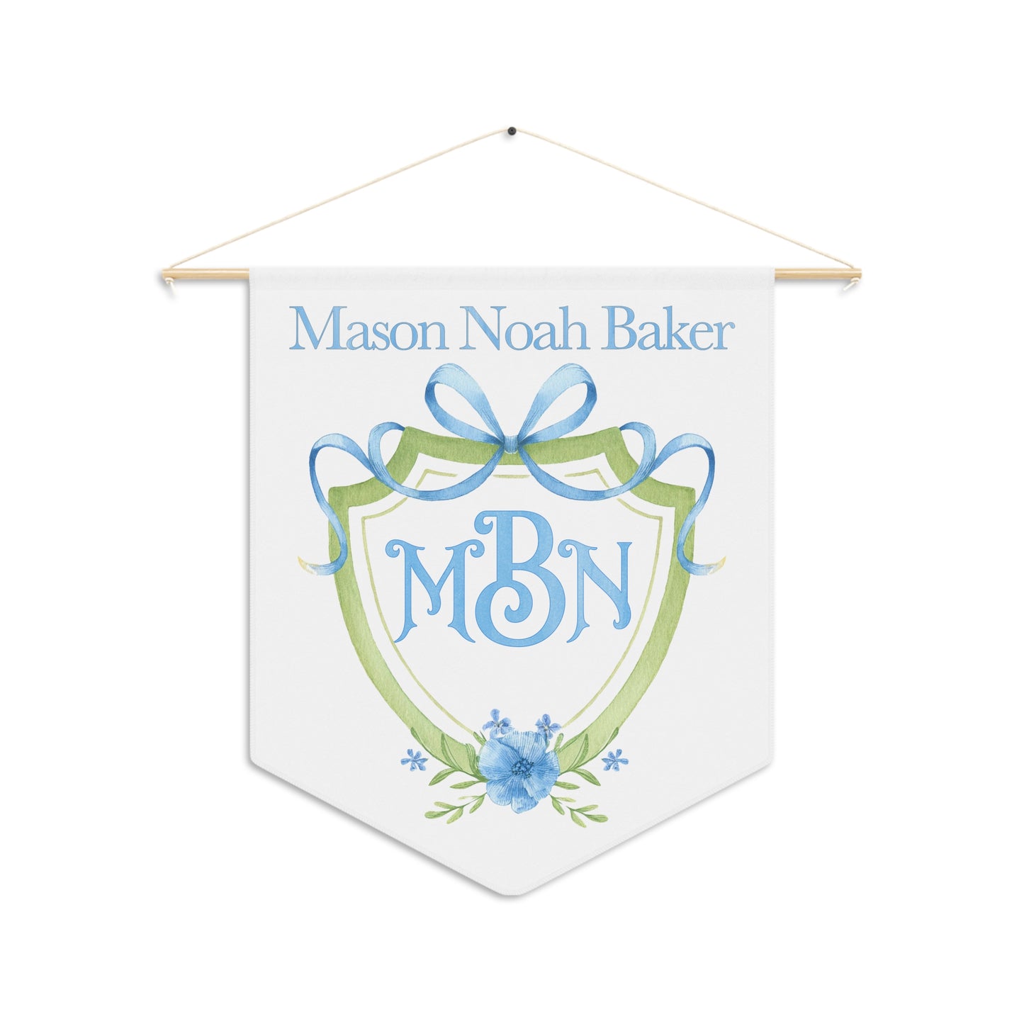 Custom Baby Banner, Green Crest Nursery Pennant - Amazing Faith Designs