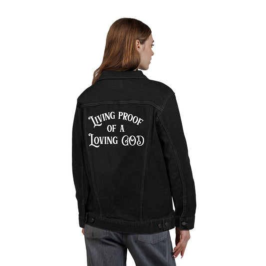 Living Proof Embroidered Unisex Denim Jacket - Amazing Faith Designs