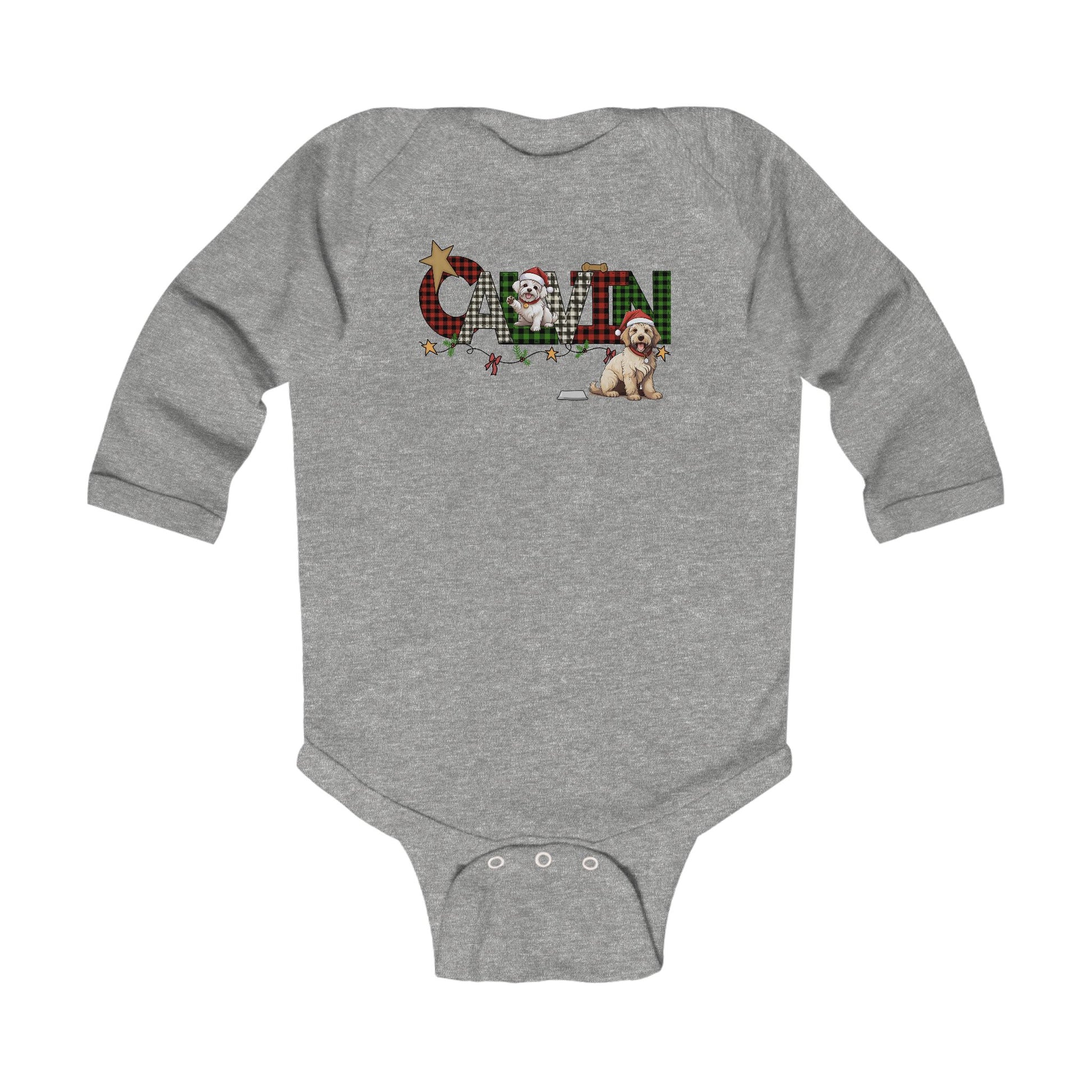 Calvin Christmas Dogs Infant Long Sleeve Bodysuit - Amazing Faith Designs